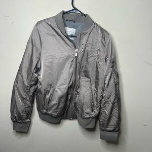 The Group Babaton Bomber Jacket Fill Zip Silver
